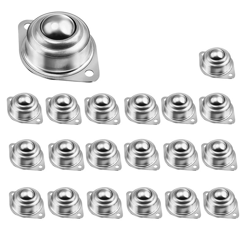 YDKOEDD 20PCS 1'' Roller Ball Transfer Bearing, Flange Mounted Carbon Steel Round Ball Transfer Unit,360º Rotation Universal Ball Casters 400Lbs Carbon Steel Round Ball Transfer Unit for Conveyor, Roller Stan - Image 1